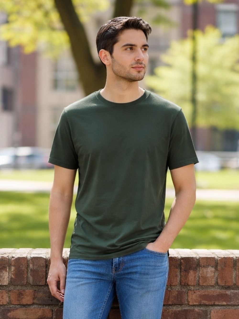 FIOBOC Men's Olive Green Tech Tee Shirt XL NWT Sustainable Sorona Fabric Earthy
